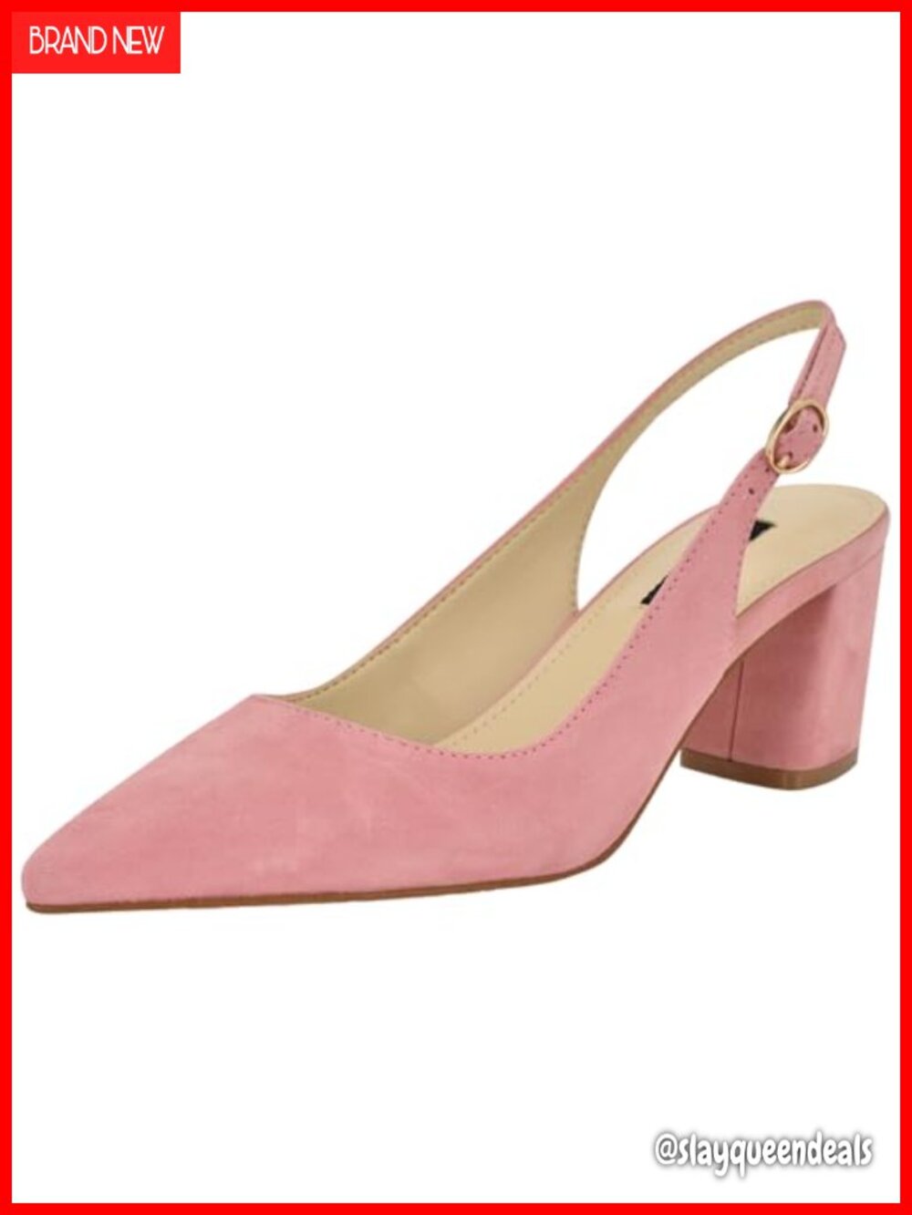 Nine West Kamsee Suede Block Heel Slingback Pumps Formal Evening